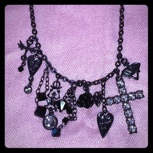 NWOT Black Cross Statement Necklace